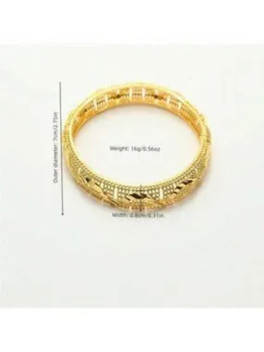 Gold 24k Gold Plated 1pc Bangle Bracelet